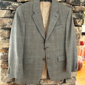 Ralph Lauren Houndstooth blazer suit coat 42R plaid blue tones vintage